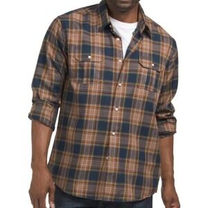 Barbour Tartan Plaid Button Down‎ Shirt Mens Regular Fit Navy Workwear Gorpcore